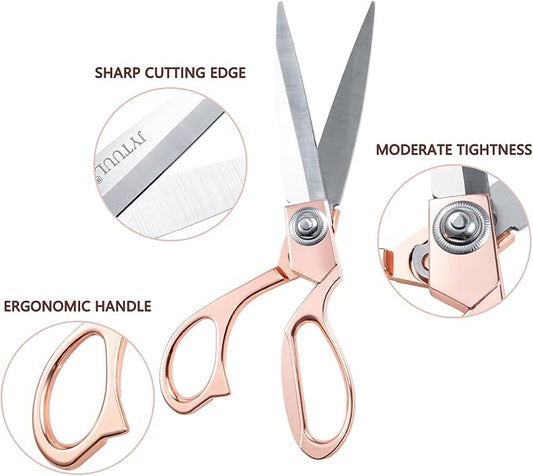 Rose Gold 8" Sharp Tailor Scissors Leather Fabric Scissors Stainless Steel Professional Heavy Duty Clothing Dressmaking Shears Tailor Sewing Fabric Craft Cutting