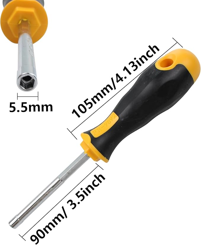 2PCS 5.5mm Socket Wrench Screwdriver, Hex Nut Driver, with 3.5 Inch Steel Shaft and Non-slip Handle for DIY Repairing