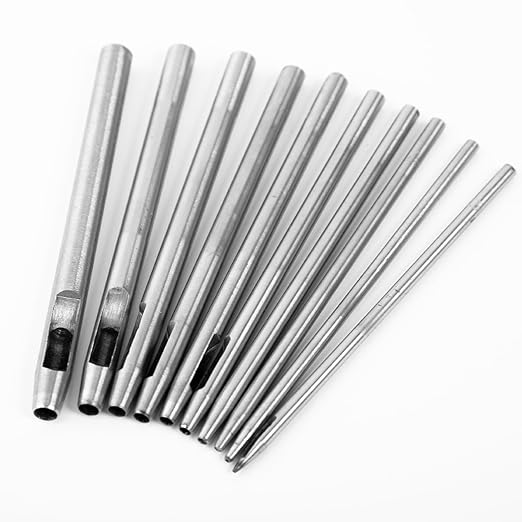 WUTA 10Pcs Leather Punch Set 0.5mm to 5mm Hole Punching Tools for Leather, Watch Bands, Fabric, Plastic, Gaskets DIY Crafting Kit