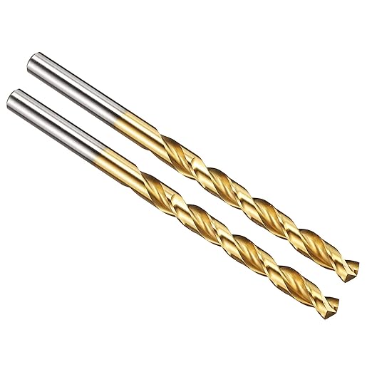 PATIKIL 6.2mm Drill Bit, M42 8% Cobalt High-Speed Steel Jobber Straight Shank 135° Titanium Nitride (TiN) Coated for Hard Metal Stainless Steel - 2 Pack