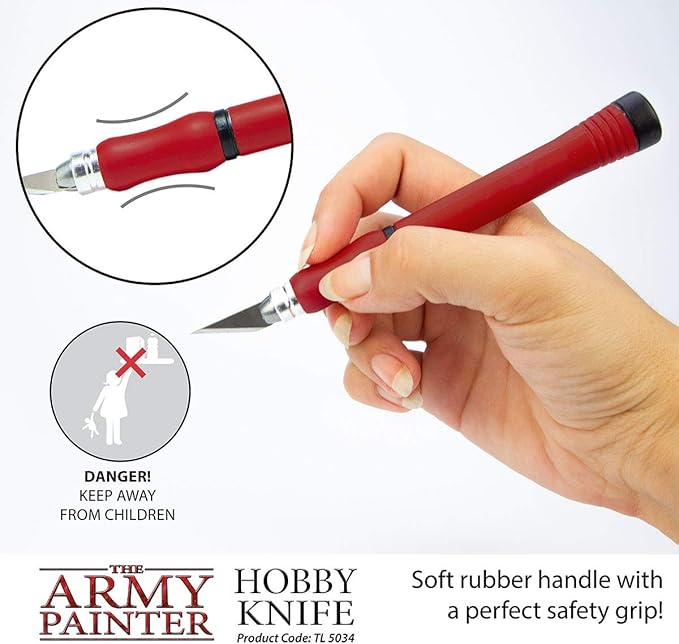 The Army Painter Hobby Knife - Stainless Steel Craft Knife with Soft Grip and 5 Extra Precision Blades - Craft Knife Set, Art Knife & Mouldline Remover for Metal and Plastic Miniatures