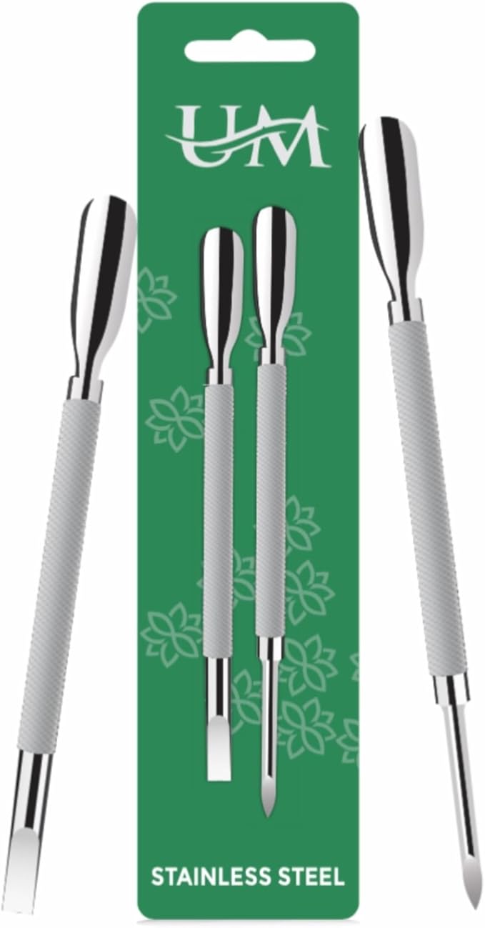 UM Supplies Cuticle Pusher and Spoon Nail Cleaner 2PCS Set | Dual Ended | Nail Care Tool | Easy to Use Fingernail and Toenail | Pedicure Manicure Tools
