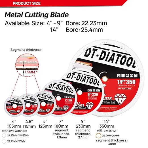 DT-DIATOOL Diamond Cut Off Wheels 5 x 7/8" for Steel Iron Rebar Metal Cutting Blades for Angle Grinder
