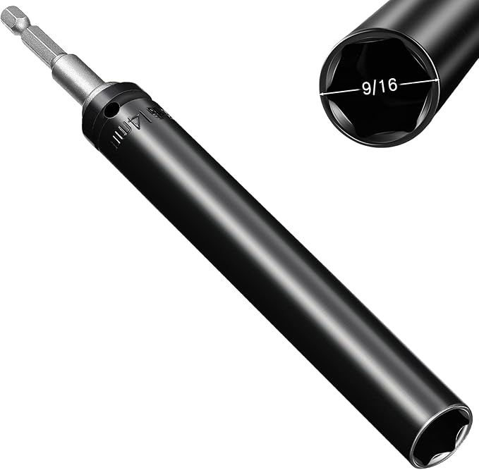 Blulu 9/16"(14mm) Power Nut Driver, Nut Runner Hollow Socket with 1/4" Hex Shank, Fit Long Bolts and Ductwork for Overhead Fastening Applications Operations(1 Pack,6 Inch)