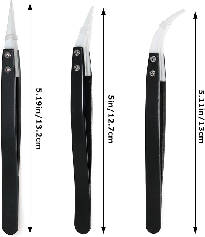 3PCS 13cm Stainless Steel Non-Conductive Tweezers Ceramic Tweezers High Temperature Resistance 3000 Degrees Applicable to Precision Electrical Operation