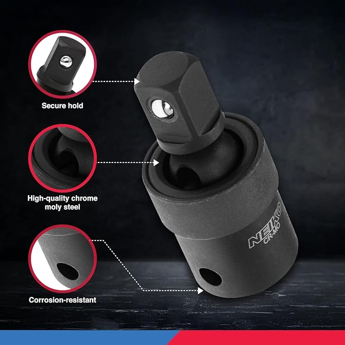 NEIKO 02430A 1/2??Drive Universal Joint Swivel Socket Adapter | Cr-Mo Impact Grade