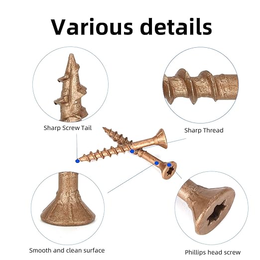 Deck Screws #8 x 1-1/2?쇺? T25 Star Torx Drive Flat Head Wood Screws, Brown, 5lb
