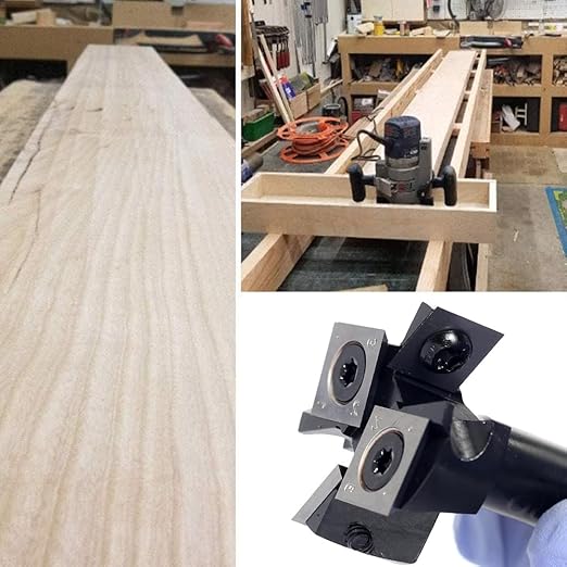 Slab Flattening Router Bit - 1/2 Shank, 1-1/2' Cutting Dia, 2+2 Knife Design, Mini CNC Spoilboard Surfacing Bit, Perfect for Planing&Rabbeting, Flycutter, Slab Leveler
