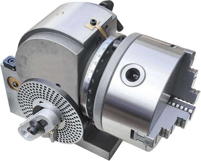 KAKA INDUSTRIAL Dividing Head 5 inch 3-Jaw Chuck, MT2 Tailstock and Dividing Plates | Milling Machine Indexing Attachment for Precision Gear Cutting BS-0