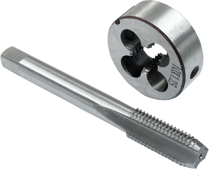HARSKIYER M10 x 1.25 Metric Tap and Die Set, HSS Machine Thread Tap Die Set, M10 x 1.25mm Right Hand Thread Tapping Tool