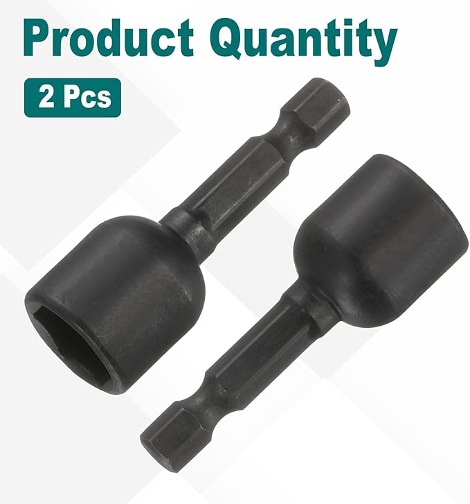 uxcell 2Pcs 1/4" Hex Shank 12mm Magnetic Hex Socket 48mm Length, CR-V Steel Quick-Release Impact Driver Socket Wrench Screw for Impact Drill Power Nut Setter