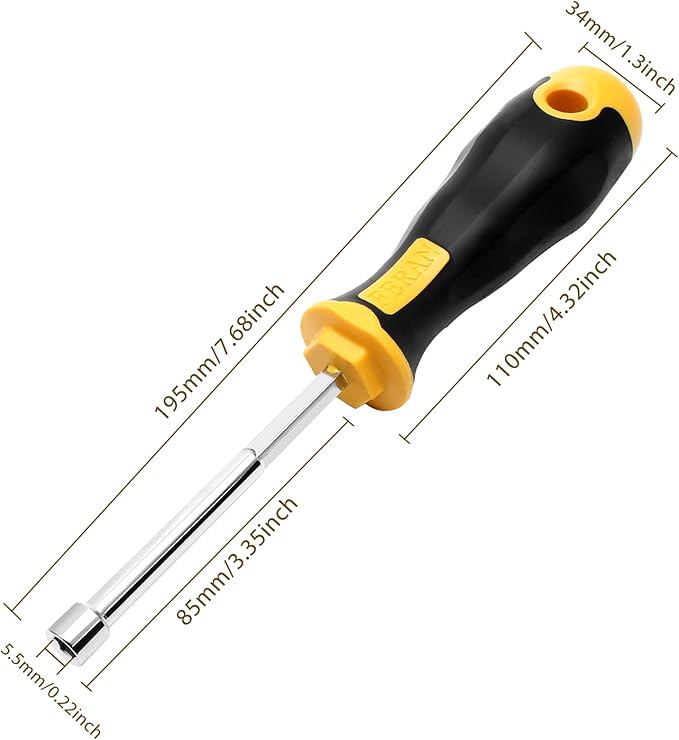 2Pcs 5.5mm Socket Wrench Screwdrivers High-Carbon Steel Hex Nut Driver for DIY Hand-Making, Repairs