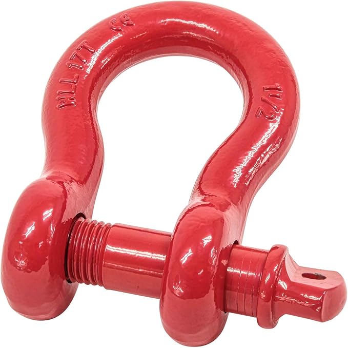 Mytee Products (2 Pack 1-1/2" Anchor Shackle Forged Carbon Steel w/Alloy Screw Pin WLL # 17 Tons (34,000 lbs)| Double Rust Protection Heavy Duty D Ring Shackle for Towing, Rigging & Vehicle Recovery