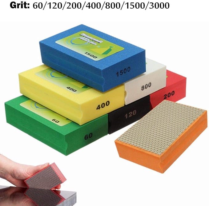 Sanding Blocks Polishing Grinding Block Diamond Polishing Hand Pads Block For Granite Marble Glass Grinding 1500 Grit, 1 Pcs