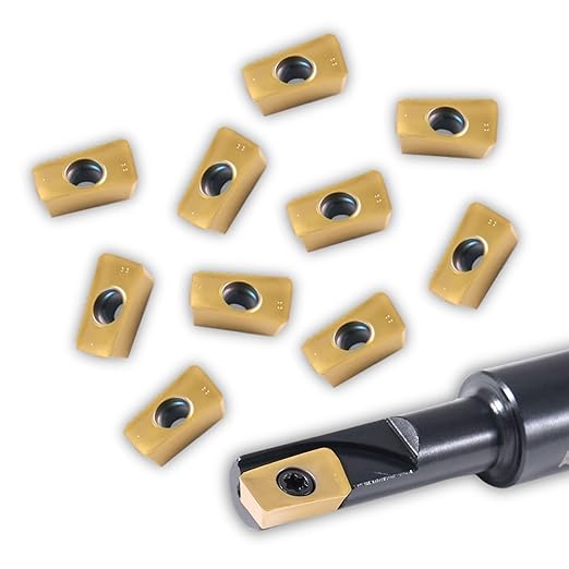 Accusize Industrial Tools 3/8" 90째 Square Shoulder Indexable End Mill w/ 10 add'l APKT11T308 Inserts, 1/2" Shank, 3" OAL, 0.433" ap, 1 Flute, APKT11T308 Carbide Insert, 0056-0912+0056-1130