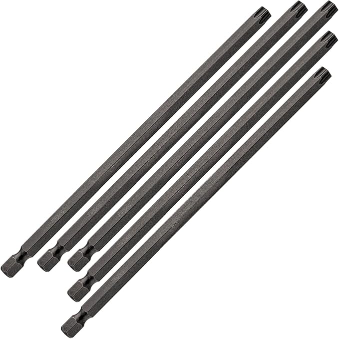 T40 x 6" Torx/Star Drive Quick Change Shank Bit for Screws and Fasteners Requiring T40 Size Long Bits (5 Pack)