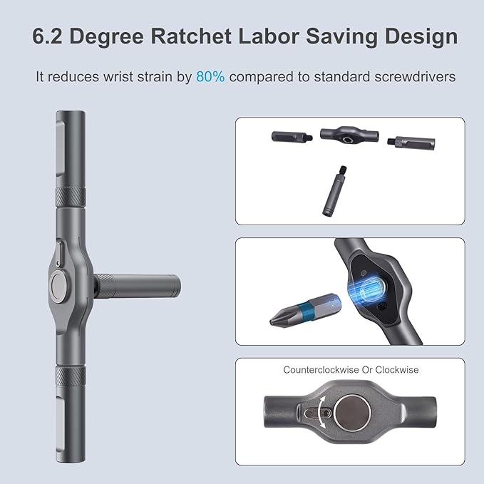 2026 upgraded 24 in 1 Magnetic Ratchet Screwdriver Set, Magnetic DIY Multi Bit Ratcheting Screwdriver Set, Removable Self-Assembly Portable Repair Tool gadgets kit for Furniture Computer Bicycle
