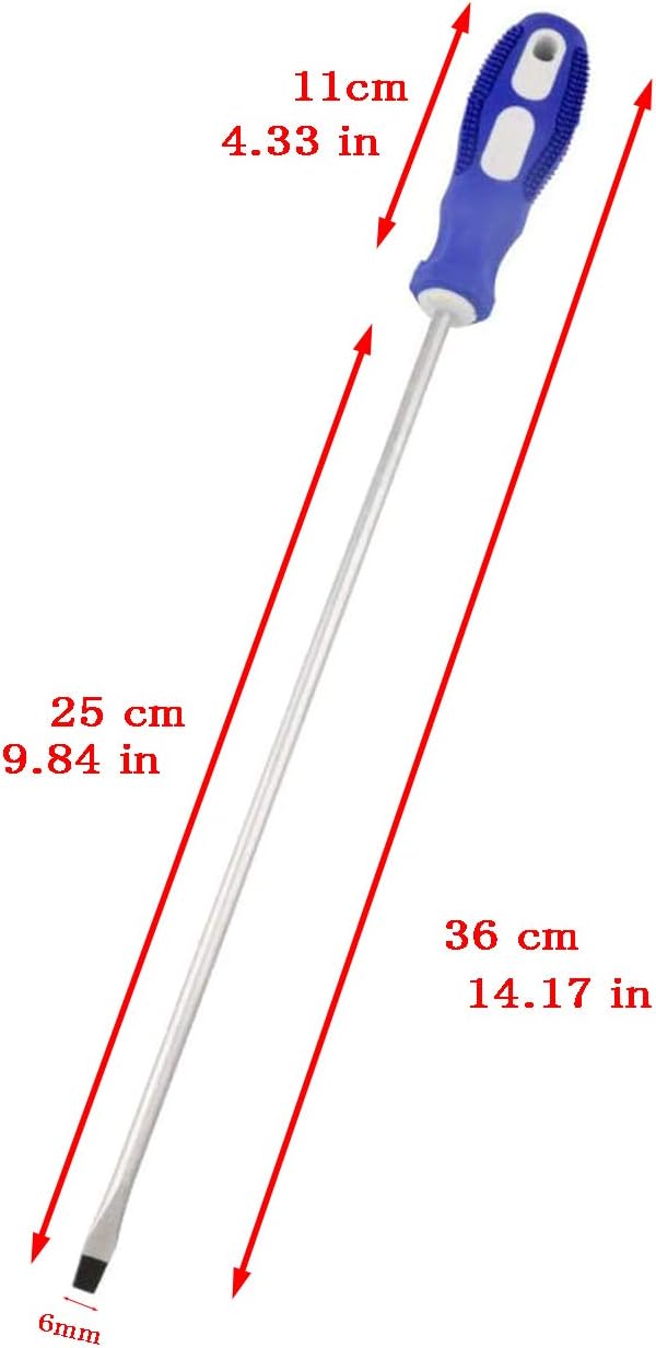 Slotted and Phillips Screwdriver, 10" Long Cross-head & Flat Blade 竊늁H2-竊? 2 Packs Magnetic Screwdriver with Rubber Handle (10 inch)