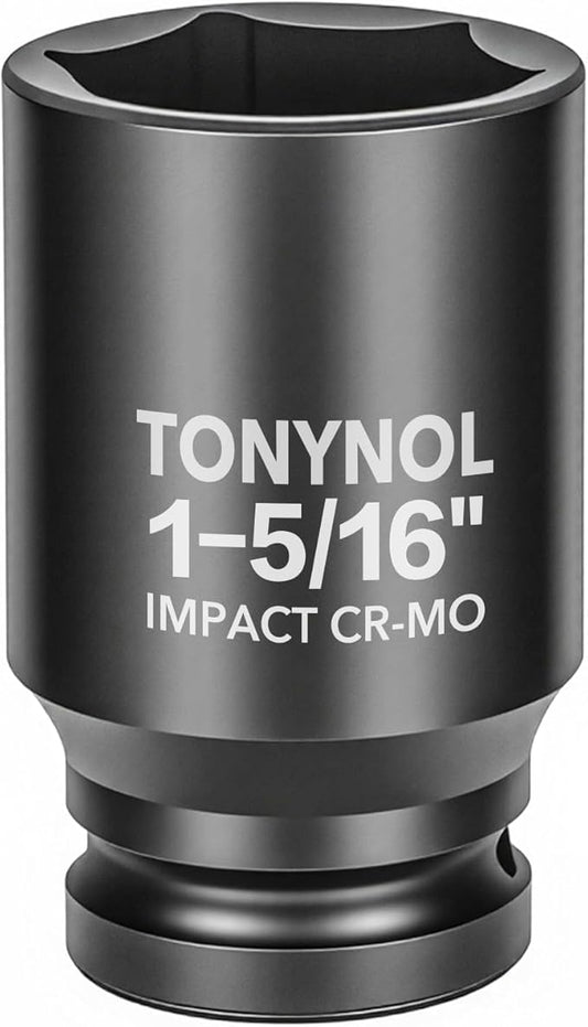 3/4" Inch Drive Deep Impact Socket,6-Point,SAE 1-5/16",80mmL,CR-MO,Heavy-Duty Automotive & Industrial Repair