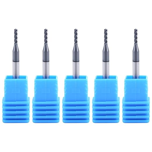 XYunEnZ ISB Ball Nose End Mill Cutter, 1/16" Diameter, 1/8" Shank Diameter, 4 Flute Micro Grain Carbide Mrill Bits CNC Router Bits for Hardened Steel, Stainless Steel, Alloy Steel, Aluminum, Suitable