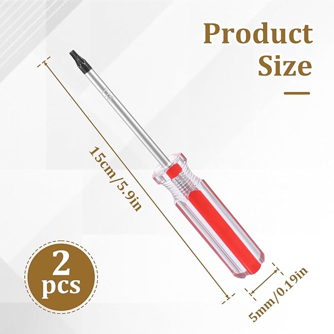 2 Pcs T15 Torx Screwdriver, Magnetic Torx Driver Star Bit Screwdrivers, Security Torx Screwdriver with Insulated PVC Handle, Magnetic Head Screwdriver for Repairing DIY (T15)