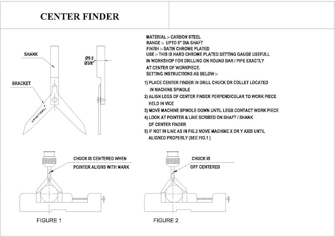 ROUND Bar Center Finder Tool 3/8" Shank for Milling Machine | Quickly And Easy Work | Round Workpiece