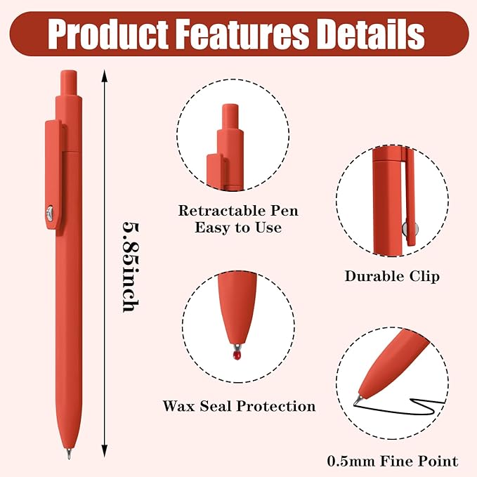 Vitoler Gel Pens,8 pcs Fine Point Pens,0.5 mm Black Ink Pen Quick-Dry,Smooth Writing Pen for Journaling Bible School Office Supplies,Gifts for Women