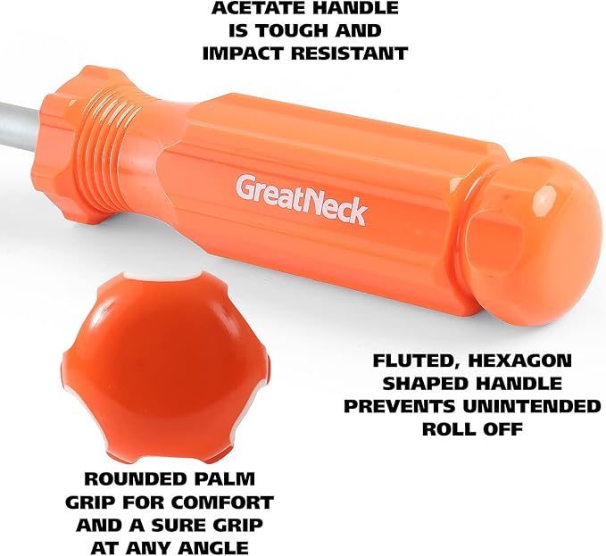 GreatNeck 73731 4-PC Square Screwdriver Set, Chrome Vanadium Steel Screw Driver Set, Magnetized Tip Screwdrivers, Acetate Handle Screw Drivers, Precision-Machined Screwdriver Kit