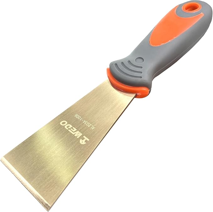 WEDO Non-Sparking Putty Knife 60mm(2-1/2??, Stiff Spark-free Safety Scraper Painter, Die-Forged, Corrosion Resistant, DIN Standard, Aluminum Bronze, 8??Length
