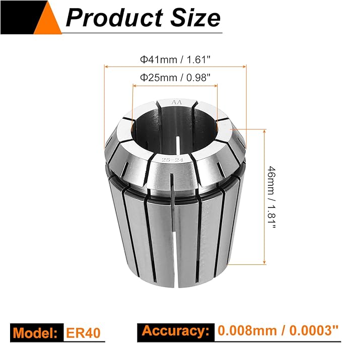HARFINGTON Spring Collet Chuck ER40 25mm 65Mn Spring Steel Precision Router Collets for CNC Engraving Milling Lathe Tool