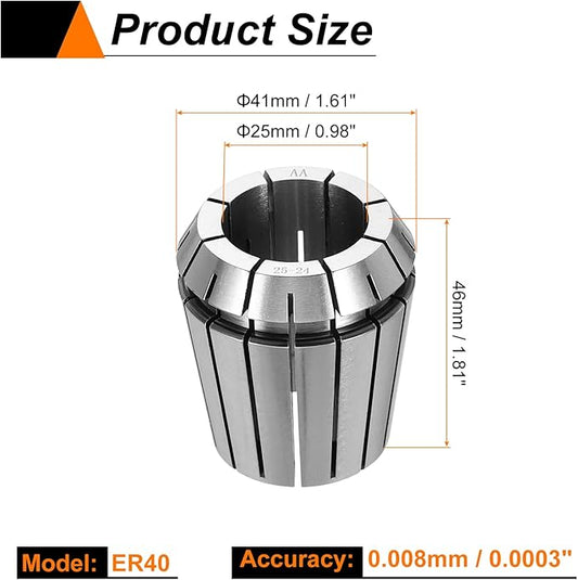 HARFINGTON Spring Collet Chuck ER40 25mm 65Mn Spring Steel Precision Router Collets for CNC Engraving Milling Lathe Tool