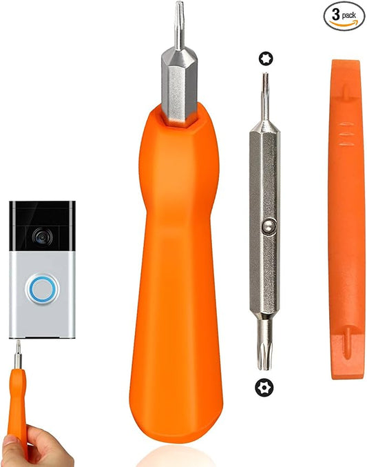 Video Screwdriver Bit Set for Battery and Wifi Access - Fits All Video Doorbell Models (Orange)