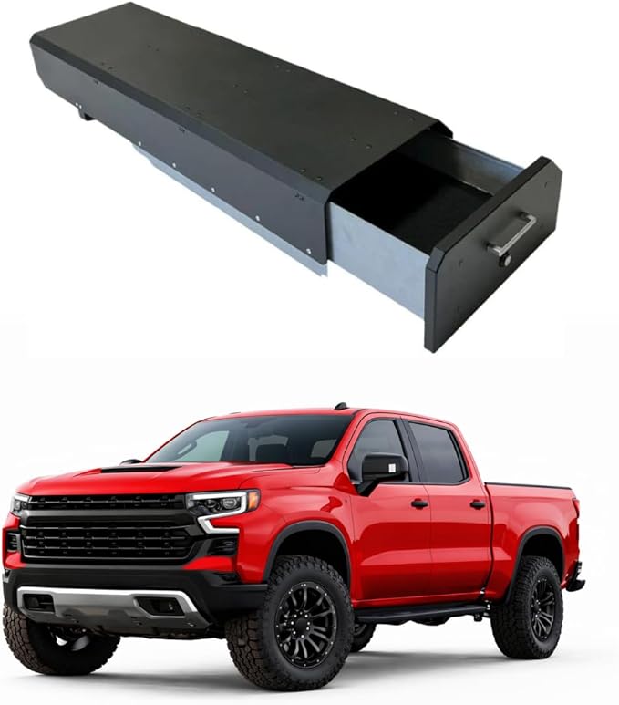GearLok UnderSeat Truck Locker ??Secure Under Seat Storage for Chevy/GMC Crew Cab Trucks ??Lockable Truck Organizers and Storage for Tools, Ammo and Equipment (Fits 40"x13"x4" Interior)