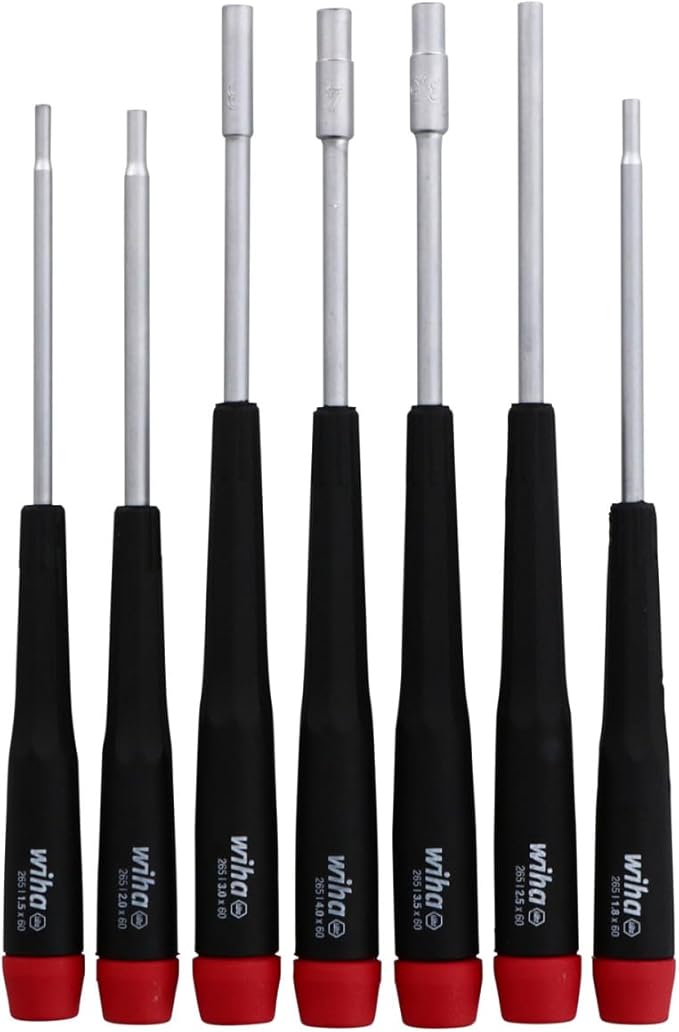 Wiha 26592 Nut Driver Set, 7 Piece, Metric, Precision Handle, Extra-Long, Chrome-Plated