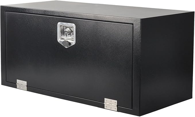 36 Inch Steel Tool Box with T-Handle Latch, Underbody Storage Truck Bed Organizer Toolbox for Trailer Pickup RV, Job Tool Chest, 36 X 18 X 18 Inch, Black