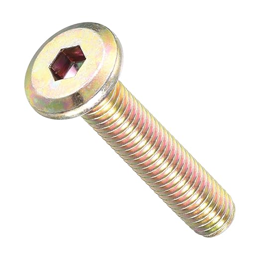 METALLIXITY Flat Head Hex Socket Cap Screws Bolts(M8-1.25x40) 10Pcs, Steel Hex Socket Furniture Bolts Screws - for Furniture Woodworking Project, Yellow