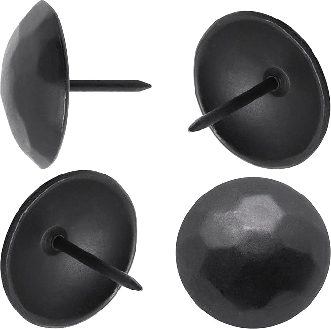 YuGtcen 50pcs Big Upholstery Tacks, Decorative Nails Thumb Tacks Metal Upholstery Nails for Wood Upholstery Pins Vintage Furniture Tacks (25x23mm, Matte Black)