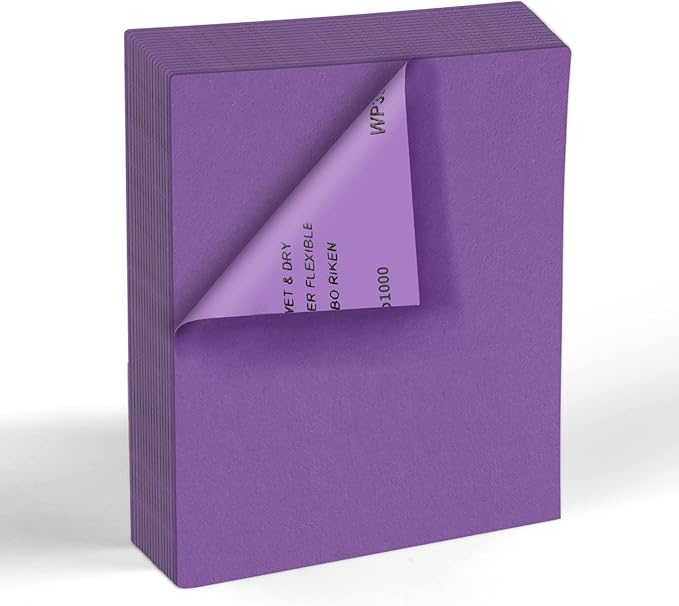 MAXMAN 1000 Grit Sandpaper 20 PCS, Wet Dry Sandpaper Sheets 9 x 11 Inch, Sand Paper for Wood Furniture, White Fused Alumina Abrasive Sanding Paper for Metal, Drywall, Automotive Polishing, Purple