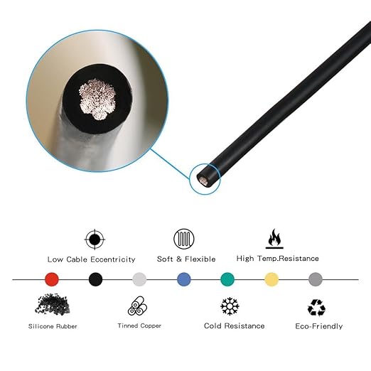 BNTECHGO 14 Gauge Silicone Wire Spool 25 ft Black Flexible 14 AWG Stranded Tinned Copper Wire