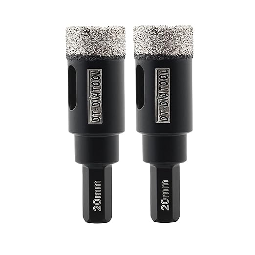 DT-DIATOOL Diamond Core Drill Bit 4/5 Inch 2pcs for Porcelain Tile Ceramic Marble Artificial Stone Diamond Hole Saw Hex Shank