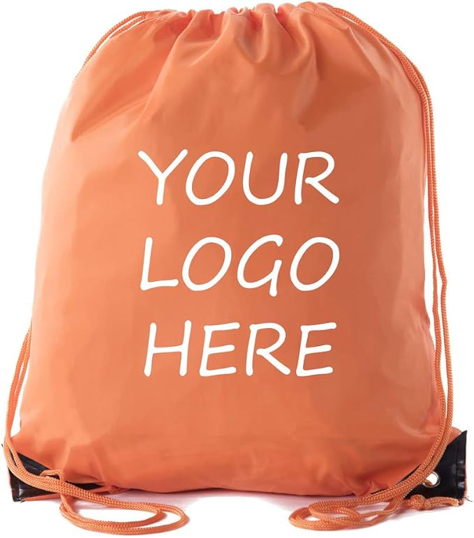 Mato & Hash Custom Bags With Your Logo | 100PK Promotional Drawstring Backpack - 100PK Orange CE2500