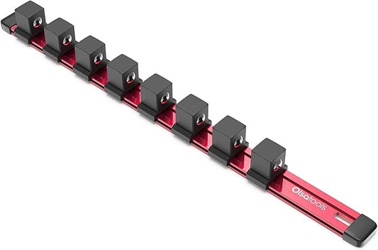 Olsa Tools Socket Organizer - 3/4-Inch Drive - Red Rail Holder for Impact Sockets - Heavy-Duty Storage for Mechanics - Professional Grade Metric or SAE Socket Organizer - Part: 1133