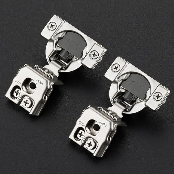 Ravinte 50 Pack 25 Pairs 1-3/8 inch Overlay Cabinet Hinges Kitchen Soft Close Cabinet Hinges Hidden Door Hinge for Kitchen Cabinet Stainless Steel Adjustable Hinges Satin Nickel Cabinet Hardware