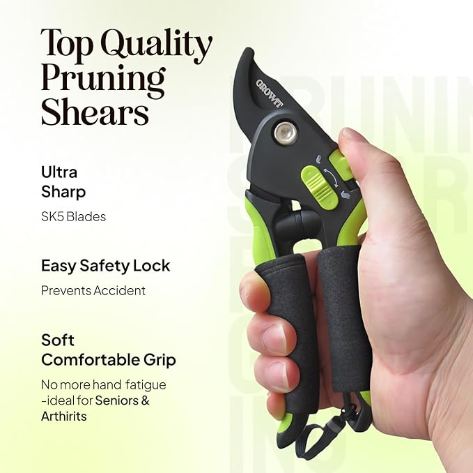 Soft Grip Pruning Shears for Weak & Arthritic Hands ??Easy-Cut Garden Clippers with Comfort Handle Design