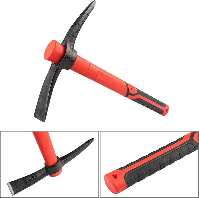 3 PCS 15 Inch Pick Mattock Hoe, Forged Weeding Garden Pick Axe with Fiberglass Handle, Pick Mattock Hoe for Loosening Soil, Gardening, Camping