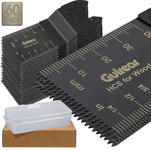 60Pcs Universal Oscillating Tool Oscillating Saw Blades,Oscillating Multitool Blades,Multi Tool Blades Kits,for Dewalt Ryobi Milwaukee Tools for Cut Wood,Plastic&Metalm Ideal Wood Working Accessories