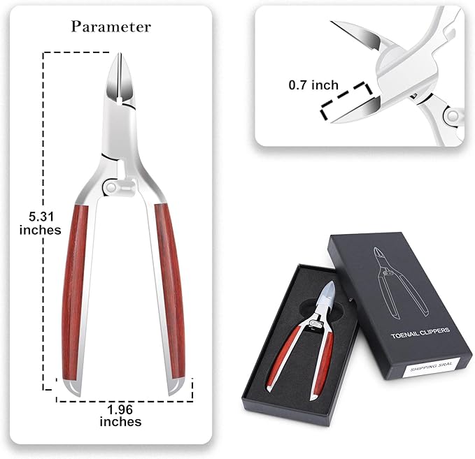 Podiatrist Toenail Clippers for Ingrown&Thick Toenails, alicates para u챰as de pies, Luxury Wooden Handle Nail Clippers, Professional Toenail Cutter for Seniors, Men, Women