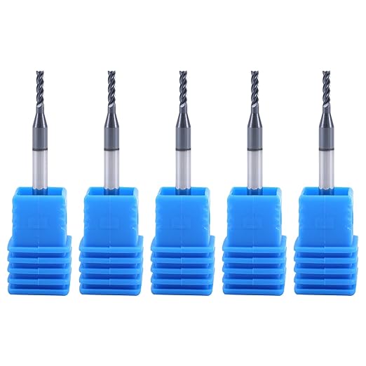 ISB 1/16?섃?Carbide Square End Mill Set, 4 Flute Micro Grain Carbide End Mill Bits for Hardened Steels/Alloy Steels, 5 Pcs
