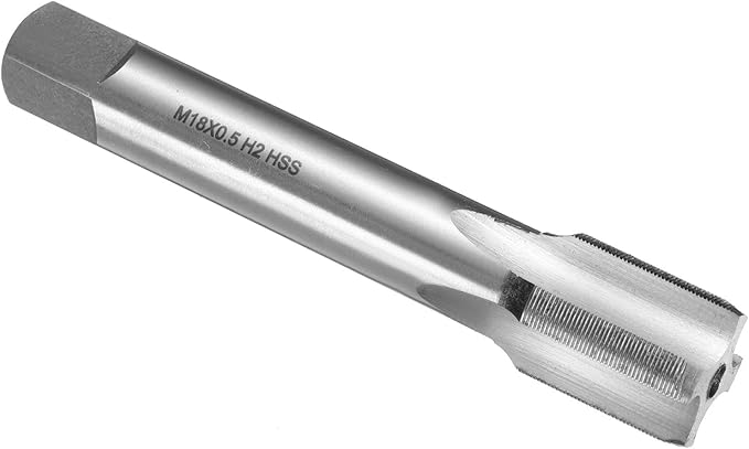 uxcell Hand Plug Tap M18 x 0.5 H2 Metric Thread Plug Style Taps Straight Flute Screw Tapping Threading Tool High Speed Steel HSS6542