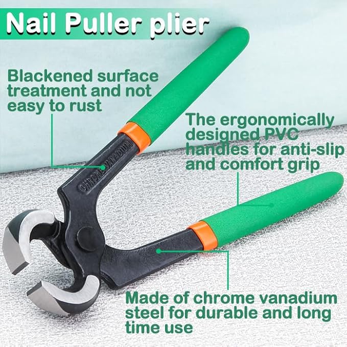 End Cutting Pliers 6 Inches Nail Puller Plier Carpenter Pincer with PVC Handles Stiletto Remove Pliers for Women Nail Remover Tool for Wire Twisting Cutting and Nail Pulling
